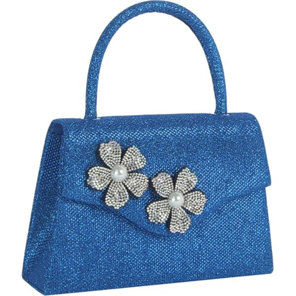 RHINESTONE FLOWER SATCHEL CLUTCH EVENING BAG