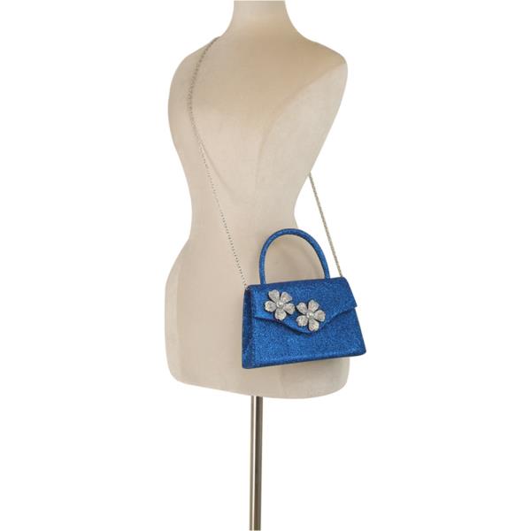RHINESTONE FLOWER SATCHEL CLUTCH EVENING BAG