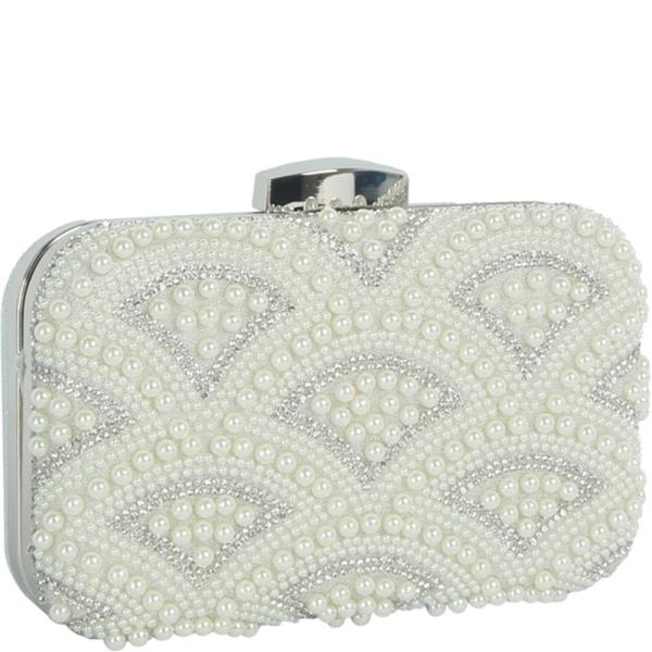 RHINESTONE FAN PATTERN CLUTCH EVENING BAG
