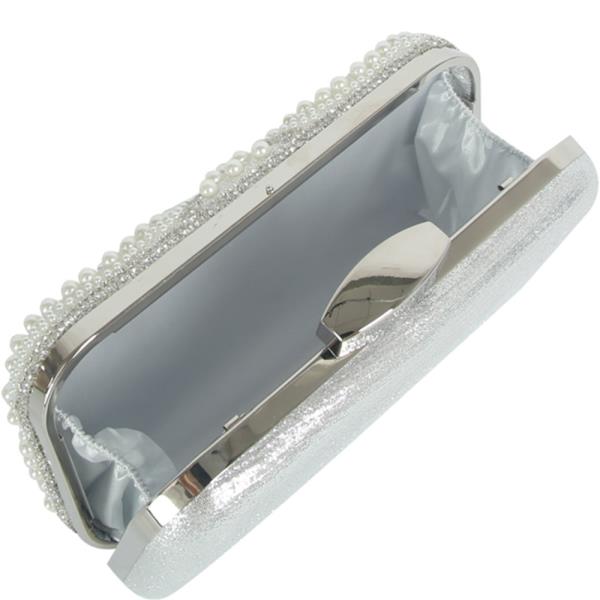 RHINESTONE FAN PATTERN CLUTCH EVENING BAG
