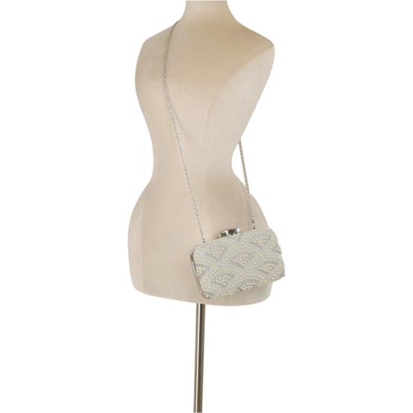 RHINESTONE FAN PATTERN CLUTCH EVENING BAG