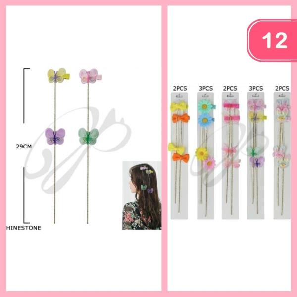 BUTTERFLY BOW FLOWER LONG HAIR TASSEL CLIP (12 UNITS)
