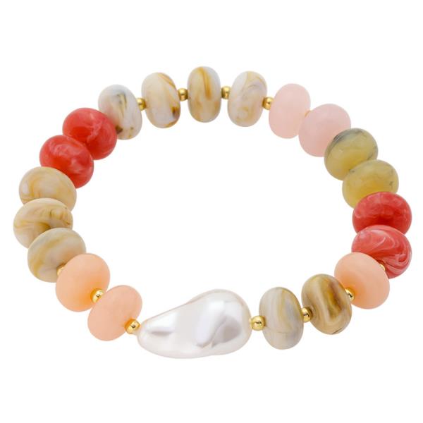 CANDY BEADED PEARL STRETCH BRACELET