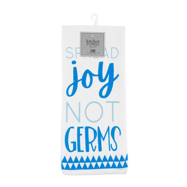 DII SPREAD JOY NOT GERMS THEMED KITCHEN TOWELS 3 PACK ASSORTED