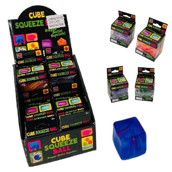 CUBE SQUISHY SQUEEZE TOY (12 UNITS)