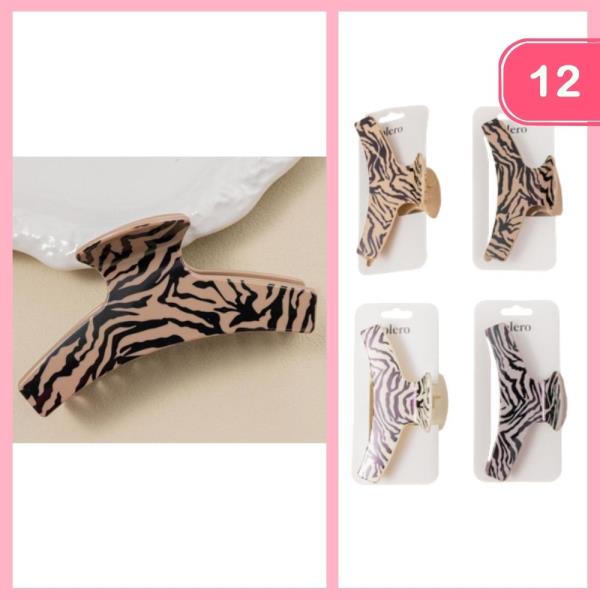 ZEBRA PRINT HAIR CLAW CLIP (12 UNITS)