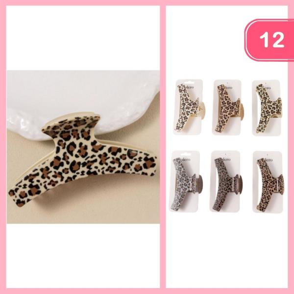 LEOPARD PRINT HAIR CLAW CLIP (12 UNITS)
