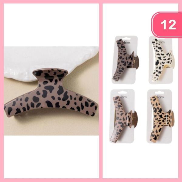 LEOPARD PRINT HAIR CLAW CLIP (12 UNITS)