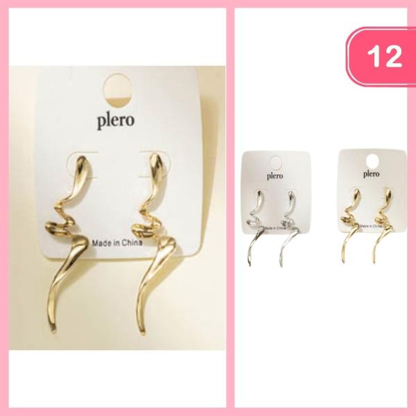 METAL WAVY POST EARRING (12 UNITS)