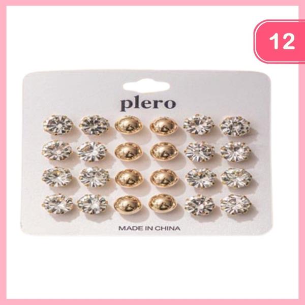 RHINESTONE PEARL POST EARRING (12 UNITS)