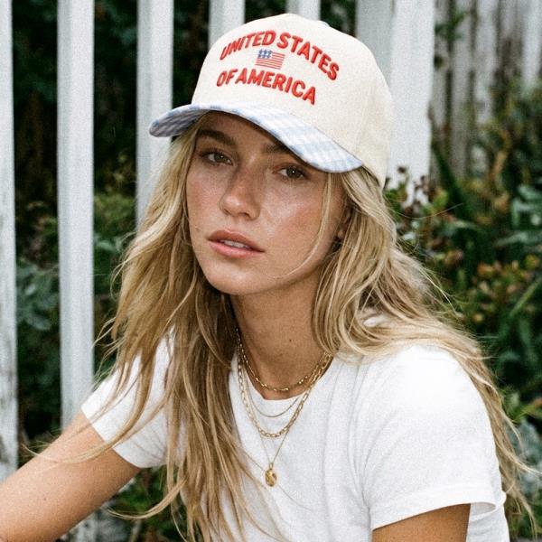 CC GINGHAM UNITED STATES TRUCKER HAT