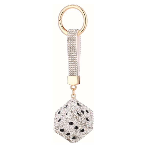 RHINESTONE DICE BAG CHARM KEYCHAIN