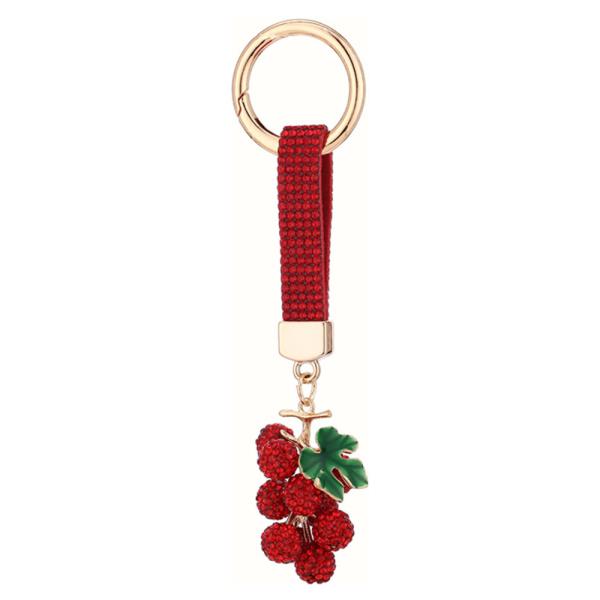 RHINESTONE GRAPE BAG CHARM KEYCHAIN