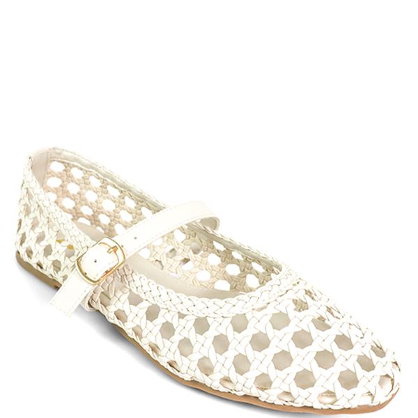 WOVEN DESIGN MARY JANE FLATS