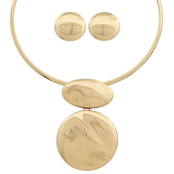 DOUBLE GEOMETRIC CHOKER NECKLACE EARRING SET