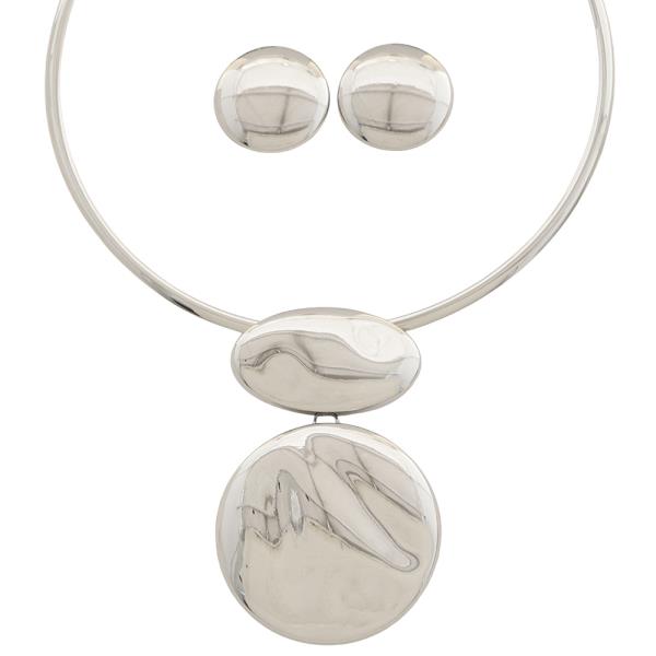 DOUBLE GEOMETRIC CHOKER NECKLACE EARRING SET