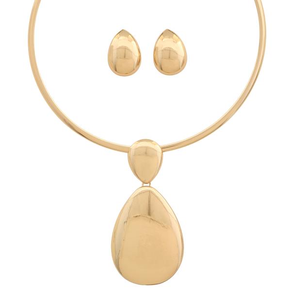 TEARDROP PENDANT CHOKER NECKLACE EARRING SET