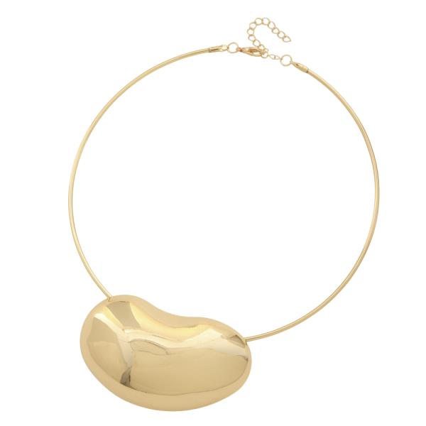 PEBBLE METAL SHAPE CHOKER NECKLACE EARRING SET