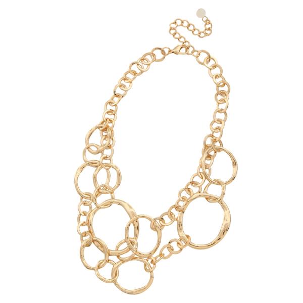MULTI INTERLOCKING CIRCLE LAYER LINK NECKLACE EARRING SET