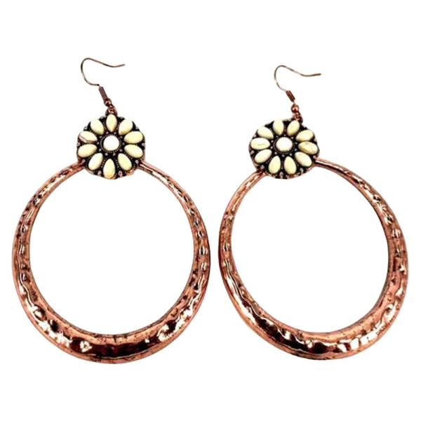 WESTERN TURQUOISE ROUND DANGLE EARRING