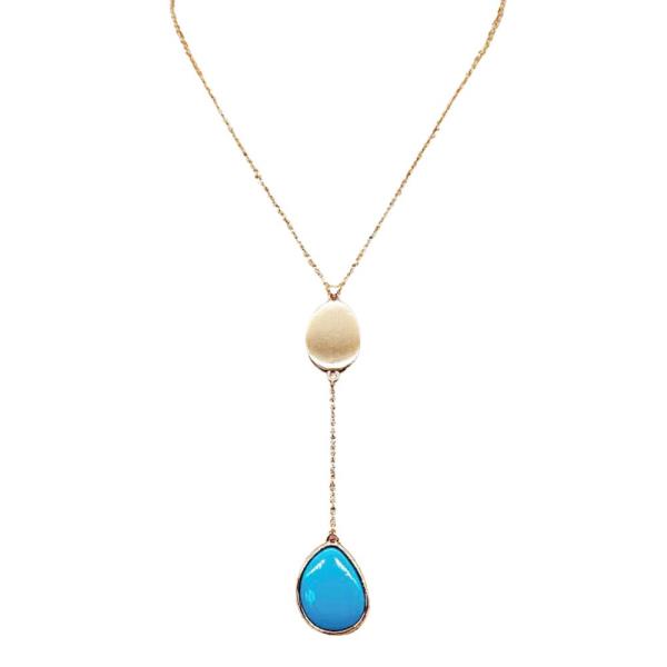 METAL TEARDROP STONE Y NECKLACE