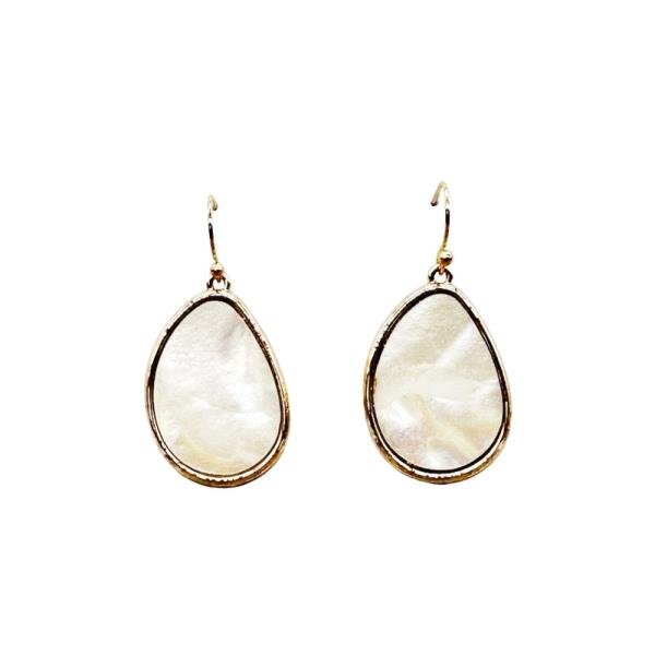 METAL TEARDROP STONE DANGLE EARRING