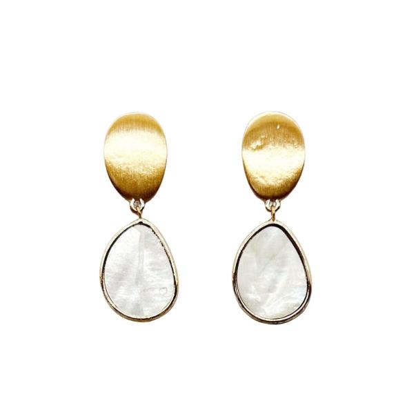 METAL TEARDROP STONE DROP EARRING