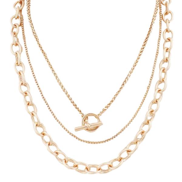 METAL TOGGLE CHAIN LAYERED NECKLACE