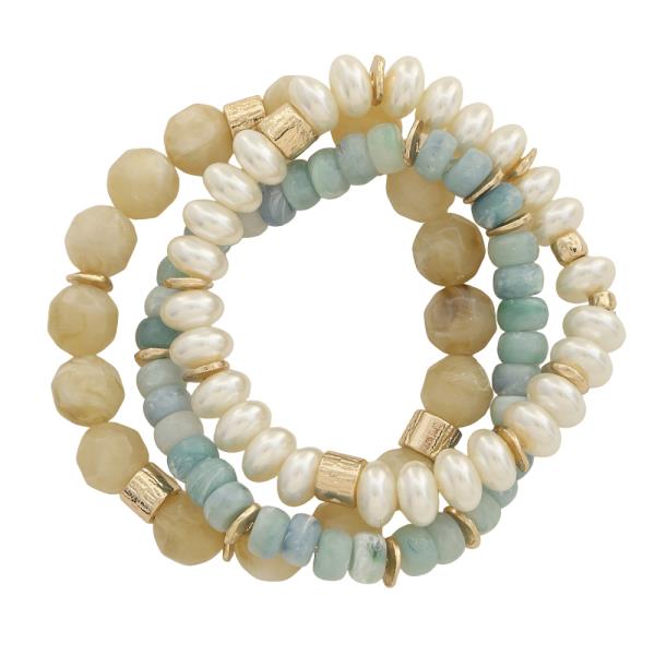 MIX COLOR BEADED STRETCH MULTI BRACELET SET