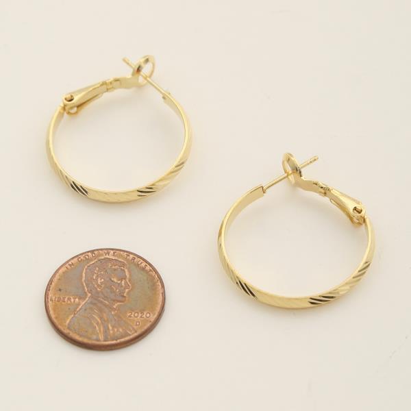 14K GOLD DIPPED TEXTURED TWIST DESIGN HOOP EARRING