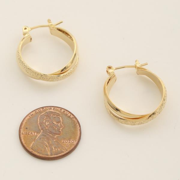 14K GOLD DIPPED TEXTURED DOUBLE DESIGN HOOP EARRING