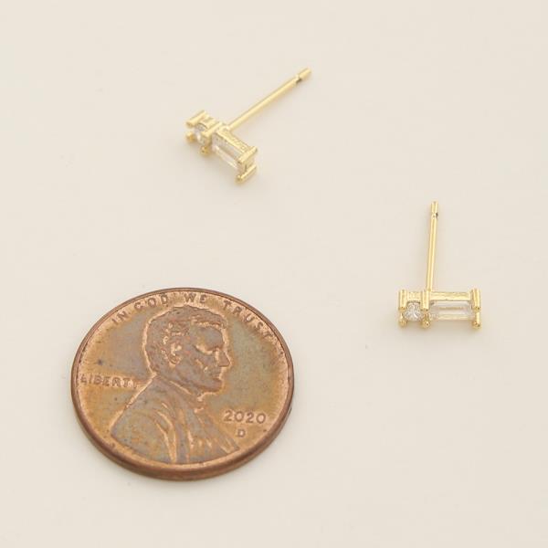 14K GOLD DIPPED CZ MINIMALIST DUET EARRING