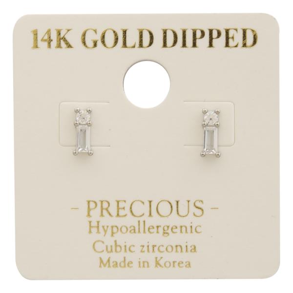 14K GOLD DIPPED CZ MINIMALIST DUET EARRING