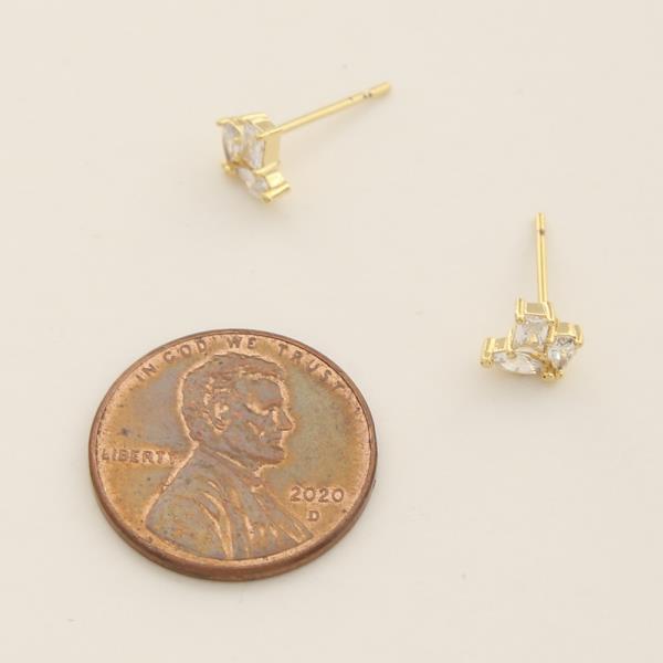 14K GOLD DIPPED CZ SPARKLING STUD EARRING