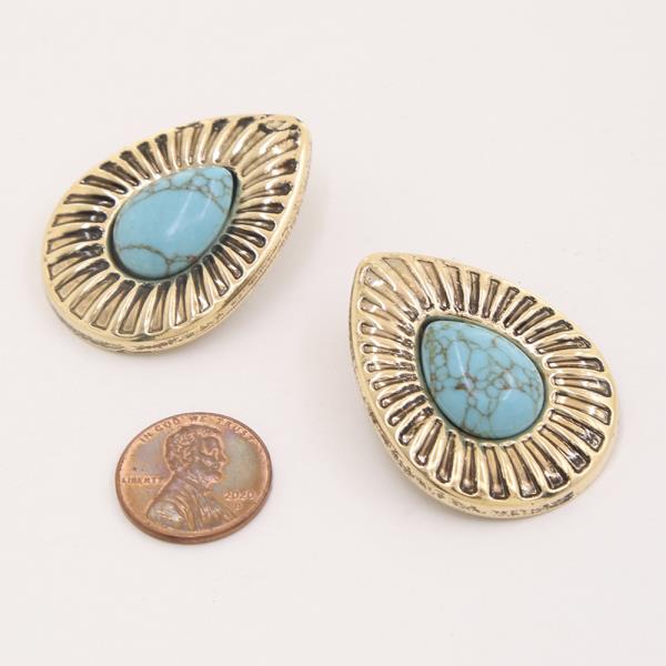 TURQUOISE TEARDROP STUD EARRING