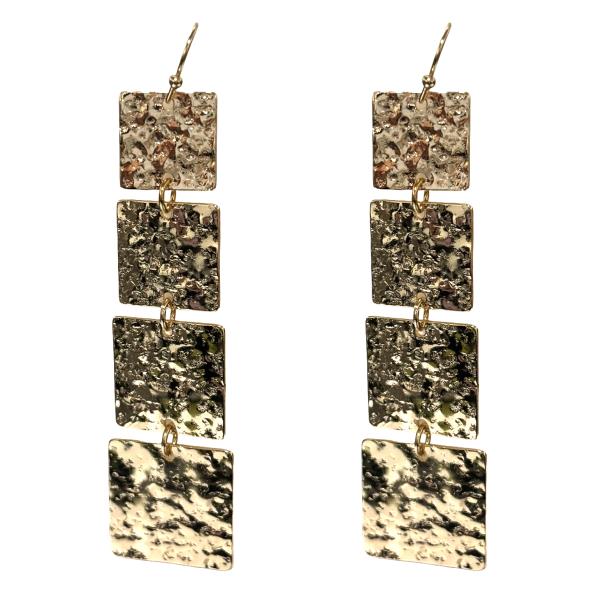 METAL RECTANGLE DISC DROP EARRING