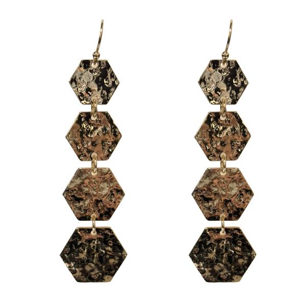 METAL HEXAGON DISC DROP EARRING