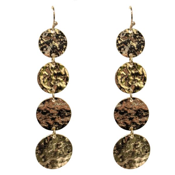 ROUND METAL HAMMERED DISC DROP EARRING