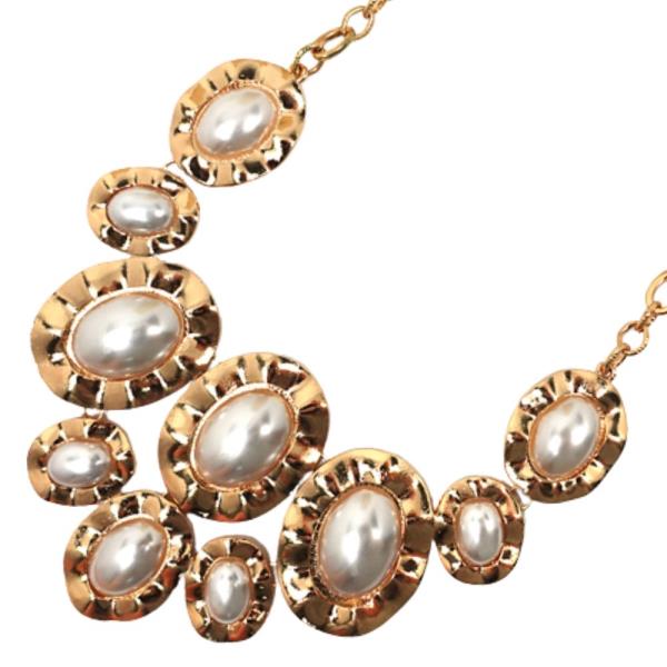 METAL W/ PEARL CHUNKY NECKLACE