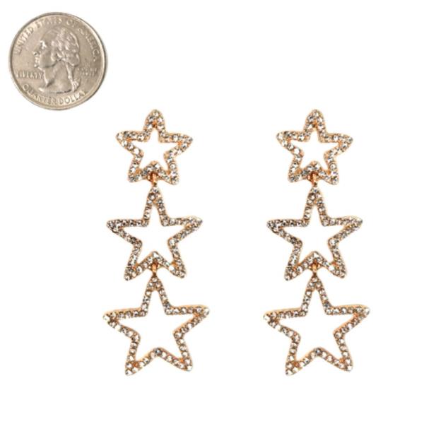 RHINESTONE STAR DROP DANGLE EARRING