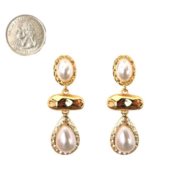 METAL PEARL DROP EARRING