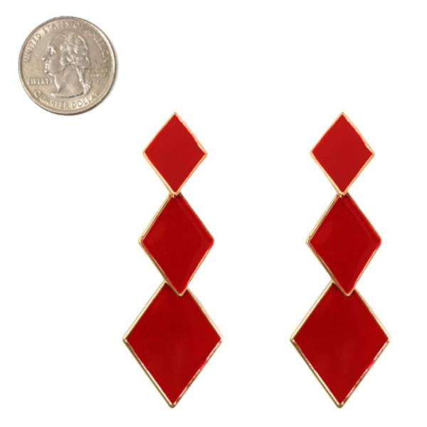 DIAMOND SHAPE EPOXY DROP EARRING