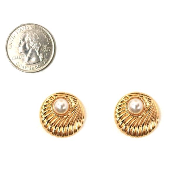 ROUND SHAPE TEXTURED PEARL POST EARRING