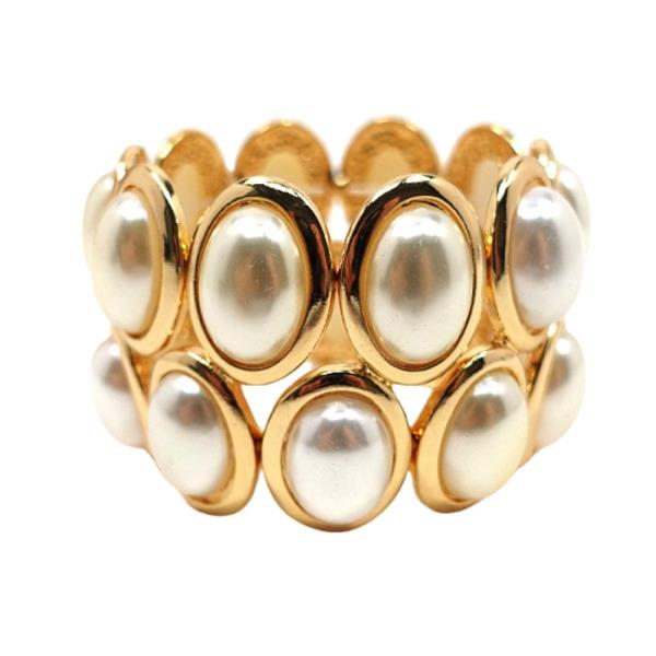 OVAL SHAPE STRETCH W/ PEARL BRACELET