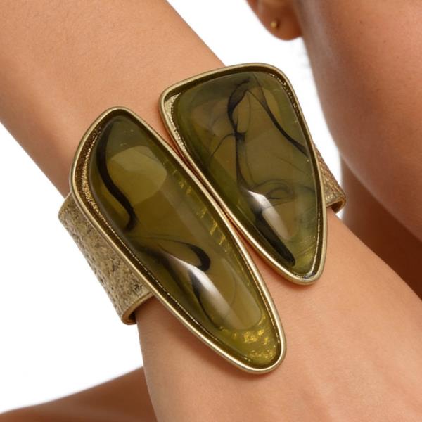 RESIN MARBLE GEOMETRIC CUFF BRACELET