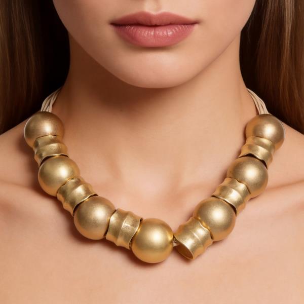 METAL BEAD STATEMENT NECKLACE
