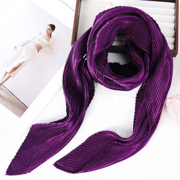 PLEATED SATIN SILKY SQUARE BANDANA NECK SCARF