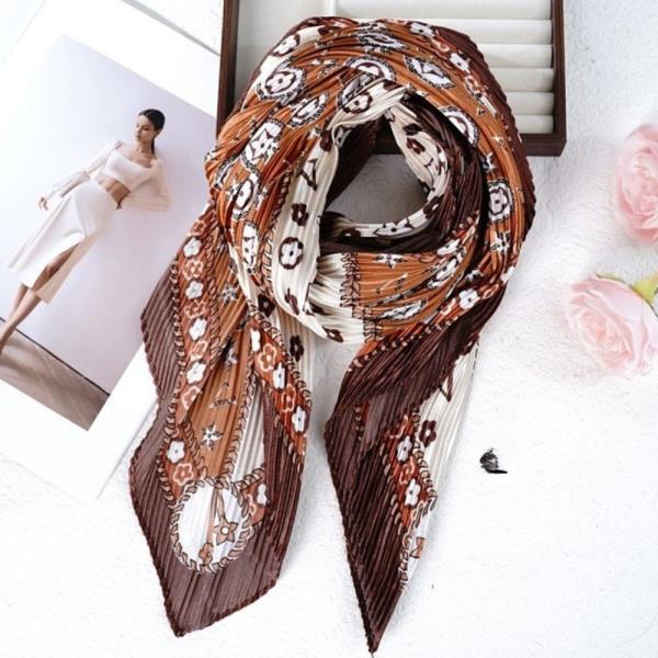 PAISLEY BORDER PRINT PLEATED SATIN SILKY SQUARE BANDANA NECK SCARF