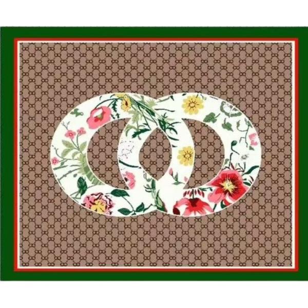 FLORAL MONOGRAM PRINT SILKY SQUARE BANDANA NECK SCARF