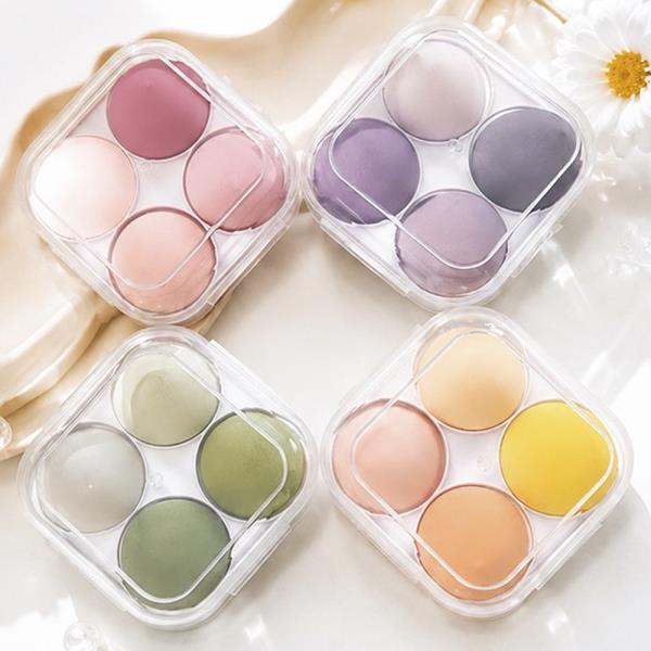 ASSORTED COLORFUL COSMETIC 4PC POWDER PUFF BLENDER (12 UNITS)